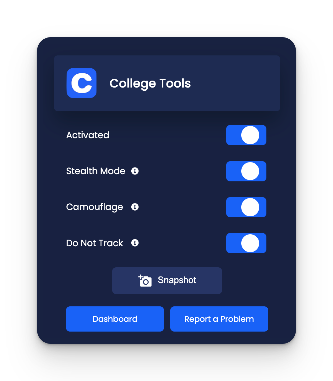 Product College Tools Discreet college exam Chrome extension